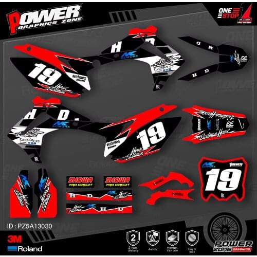 PowerZone Custom Team Graphics Backgrounds Decals 3M Stickers Kit For HONDA 2014-2017 CRF250R 2013-2016 CRF450R 030