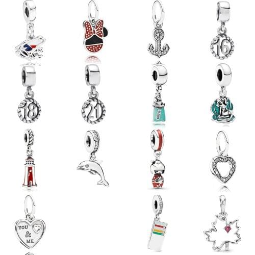 NEW 2019 100% 925 Sterling Silver Friends Vintage Ticket Maple Leaf Frog Pendant Fit DIY Original Women Bracelet Jewelry Gift