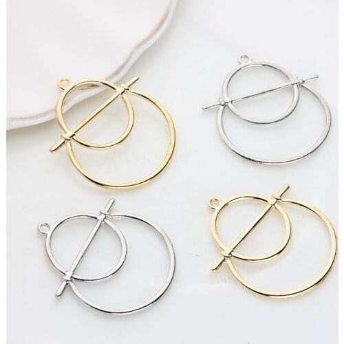 33MM Zinc Alloy Metal 6pcs/lot Gold Geometric Circle Shape Hollow Charms Pendants For DIY Jewelry Earrings Accessories