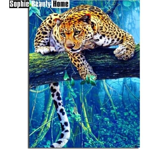 Full DIY 5D Diamond Painting Cross Stitch The Leopard In Forest Diamond Embroidery rhinestones Diamond Mosaic Home Decor 060207