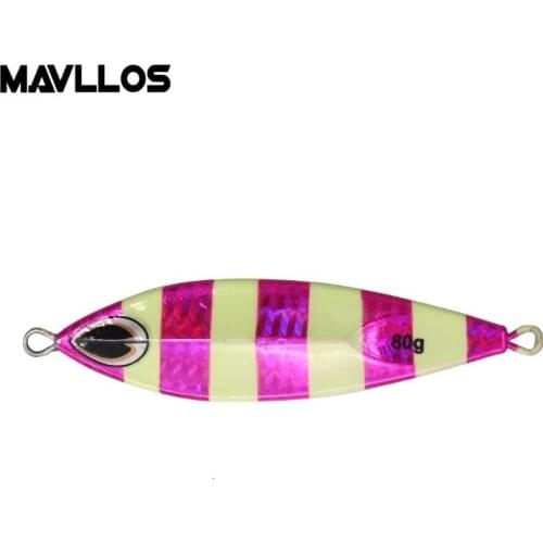 Mavllos Luminous Metal Clamp Jigging Spoon Lure 40g 60g 80g Deep Diving Boat Fishing Lure Artificial Bait Tackle