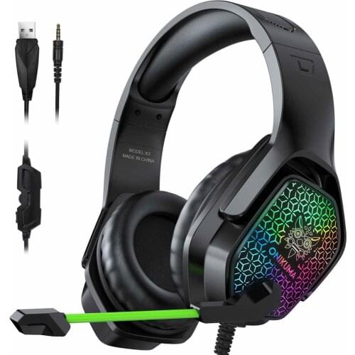 ONIKUMA X3 Wired Headphones With Microphone Gaming Headsets RGB Lights Noise Cancelling Earphones For PS4 Xbox one Headset Gamer