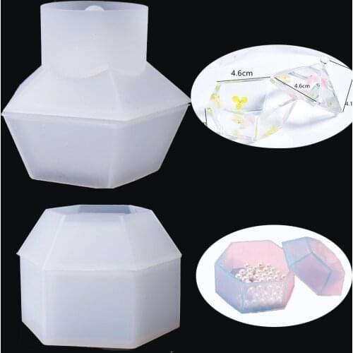 Pentagon hexagon Storage box UV epoxy resin silicone mold for jewelry Accessories making tool Ornaments craft art