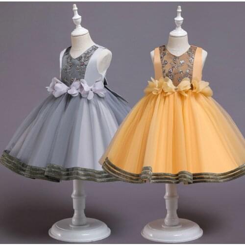 Puffy Tulle Lace Ball Gown Flower Girl Dresses Sleeveless Girl Princess Dress Wedding Birthday Party Frocks First Communion