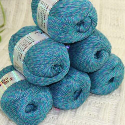 Sale 6balls X 50g pure high quality 100% cashmere warm soft Knitting Yarn 637 Blue Green Gray Multi