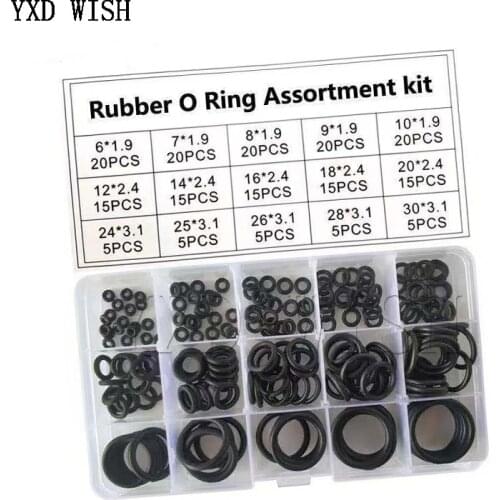 200pcs/Box Rubber O Ring O-Ring Washer Seals Watertightness Assortment Different Size With Plactic Box Kit Set
