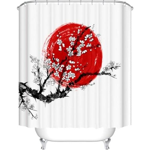 Sakura in Blossom Plum Blossom Tree with Hill Japanese Plum Blossom Plum blossom and bird Bathroom Shower Curtain