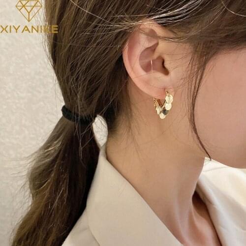XIYANIKE 925 Sterling Silver Round Disc Earring Women Fashion All-match Temperament French Romantic Creative Jewelry Accessories