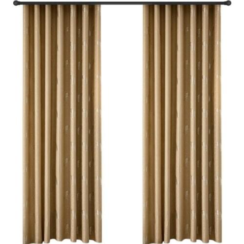 Modern Simple Curtain Diamond Linen Feather Printing Curtain Shading Cloth Pure Color High-end Curtains for Living Room Bedroom