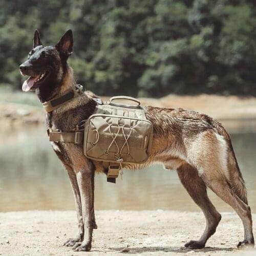 Dog Saddle Bag Backpack Hiking Camping Hound Pack with 2 Side Pockets for Medium Large Dog Tactical Military Pet Vest Harnesses
