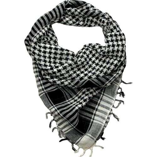 Unisex Scarf Cotton Lightweight Plaid Tassel Arab Desert Shemagh,Black
