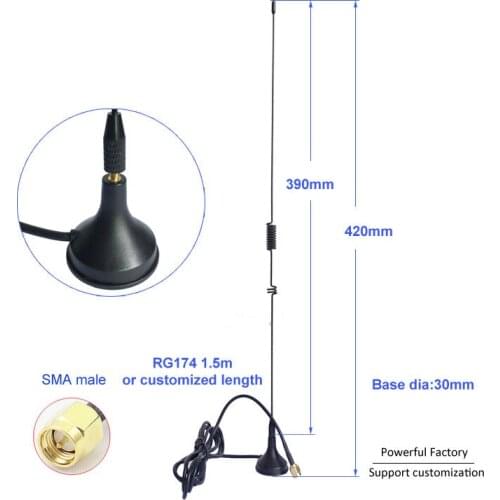 External 433 MHz suction cup antenna high gain 7dBi UT-106UV UV5R car 433Mhz walkie-talkie antenna sma male connector 1pcs