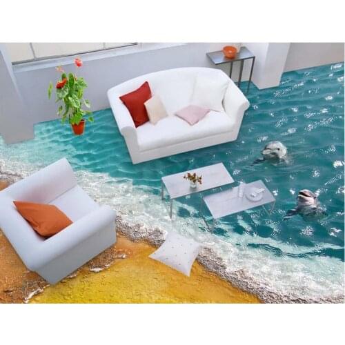 3d floor murals Waterproof floor mural painting ocean dolphin Photo wallpaper mural floor Home Decoration