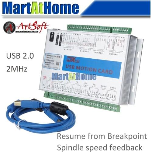 XHC MK4-V Mach3 USB 4 Axis CNC Breakout Board Motion Control Card 2MHz Support Resume from Breakpoint & Spindle Speed Feedback