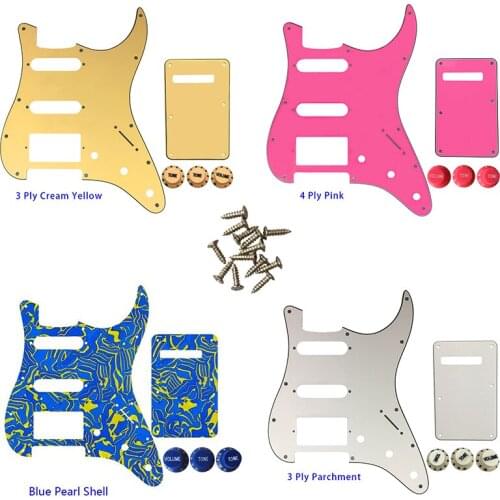 Guitar Parts - For USA/Mexico Fd Strat 72' 11 Screw Hole Standard Humbcker Hss PAF Guitar Pickguard & Back Plate & Control Knob