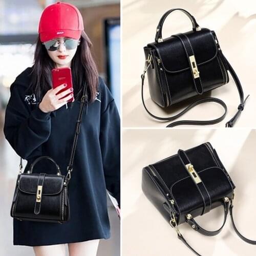 Womens Handbag Cow Split Leather Versatile Oil Wax Shoulder Messenger Bag