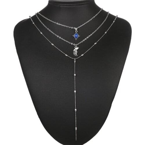 2021 Summer Fashion Beach Jewelry Femme Bohemian Moon Necklace Women Hippie Boho Statement Multilayer Necklace & Pendants Bijoux