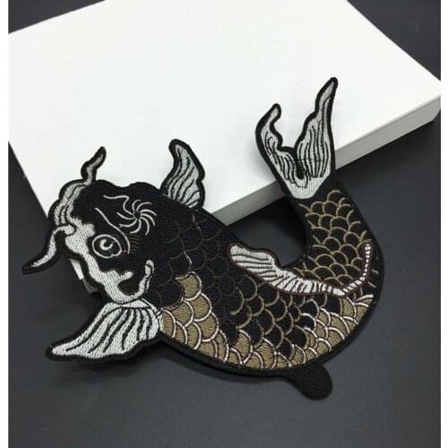 1PCS Big Fish Embroidered Patches Iron on or Sewing for Clothes Applique DIY Accessory Suppliers Sticker Fashion Patches LSHB352