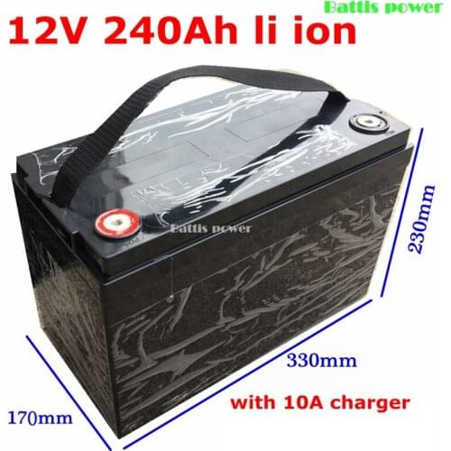 12V DC motor lithium battery 12v 10ah lifepo4 rechargeable battery pack with BMS for 12v Medical Device Camera ebike+3A Charger