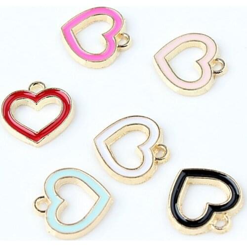 20PC/Lot New Hot Oil Drop Charms Hellow Heart Enamel Charms Alloy Pendant Fit Necklaces Bracelets DIY Jewelry Accessories