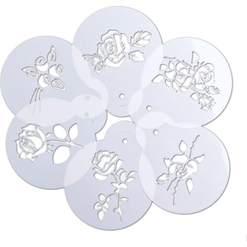 6 Styles Flowers/Halloween Spray Stencils Reusable Cake Mold Template Cappuccino DIY Mold Fancy Coffee Printing
