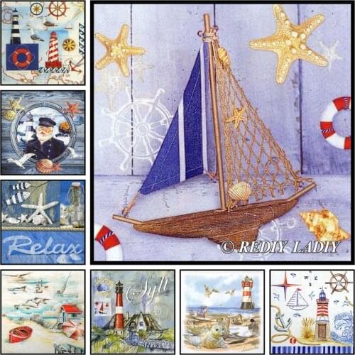 Diamond Painting Sail Dream Scenery Full Square/Round Drill Diamond Mosaic Cartoon Diamond Embroidery Beaded Cross Stitch Kits