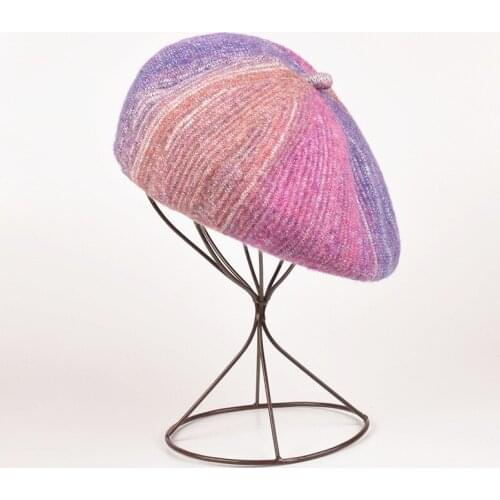 New Winter Girl Women Casual Wool Soft Berets Hat Ladies Female Wool Tie Dye Print Beret caps Round Pumpkin hats