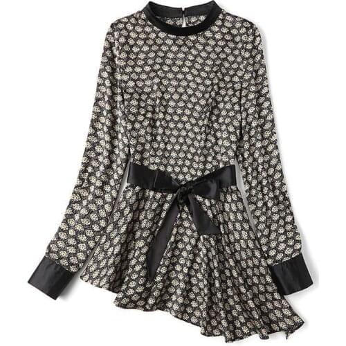 Blusas Mujer De Moda Womens 2020 Spring And Autumn New Vintage Plaid Print Shirt Loose Stitching Irregular Waist Bow Top WF134