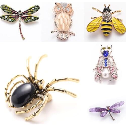 Animal Brooch Pins For Women Bling Rhinestone Bee Spider Brooches Dragonfly Brooches Pin Jewelry Wedding Party Bijoux Best Gift