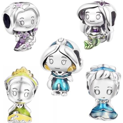2021 New 925 Sterling Silver Jasmine Mermaid Princess Collection Charm Beads Women Jewelry Gift Fits Pandora Bracelet Berloque