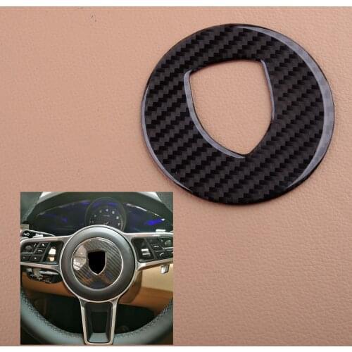 Black Car Steering Wheel Logo Cover Trim Decoration Fit For Porsche Macan Panamera 718 911 918 Cayenne