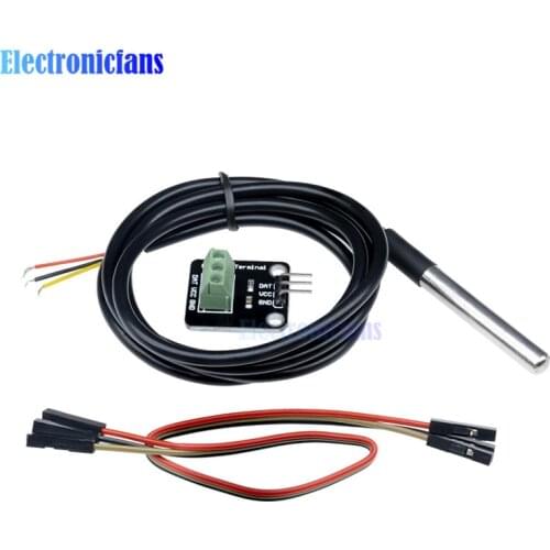 DS18B20 Temperature Sensor Module Kit Waterproof 100CM Digital Sensor Cable Stainless Steel Probe Terminal Adapter For Arduino