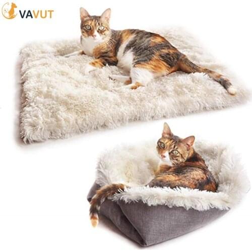 Double-duty Winter Cat Dog Beds House Designer Plush Sleeping Dog Bed Mats for Puppy Kitten Chihuahua French Bulldog Accessories