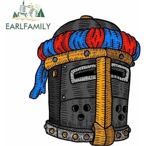 EARLFAMILY 13cm x 9.2cm Proud Crusader Knight Helmet Car Stickers and Decals Personality Decoration Auto Waterproof JDM Decor