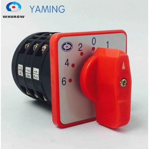 Yaming electric 5A 380V rotary cam switch 6-4-2-0-1-3-5 position 3 poles main universal changeover switch LW6-3