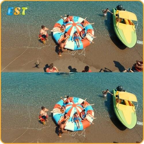 Hot sale commercial cheap water UFO inflatable water toy disco boat for adult