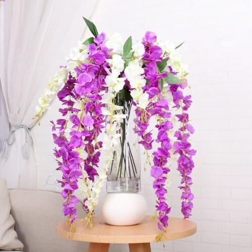 2pc/Lot Wisteria Vine Artificial Flower Silk Garland Arch Wedding Decoration Hanging Rattan Bride Flowers Home Garden Wall Decor