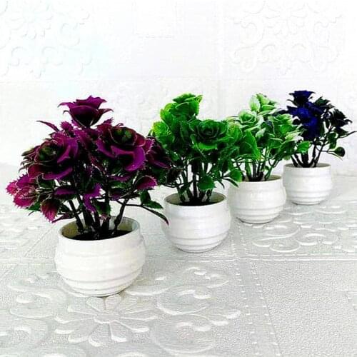 Artificial Plants Potted Bonsai Green Small Tree Plants Fake Flowers Potted Ornaments for Home Garden Decor Party Hotel Decor