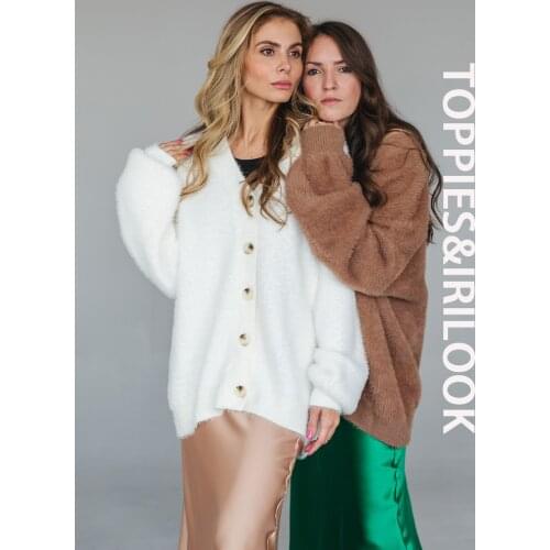 Toppies Winter Cardigan sweater Women Coat Faux Fur Knitted Sweater Korean Button Cardigan Soft Warm Women Tops CT001