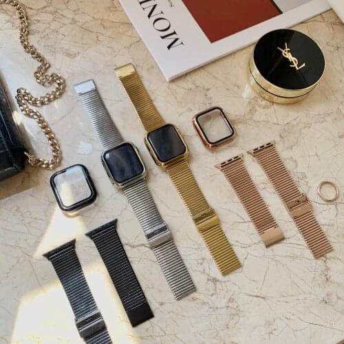 Milanese Stainless Metal strap + Case Cover For Apple Watch band 44mm 40mm 42mm 38mm Bracelet correa for iWatch series 6 5 4 3 2
