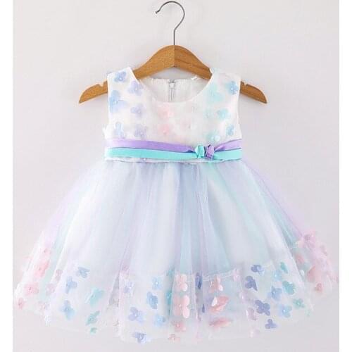 Tollder Girls Sweet Casual Dress 6-24Months Baby Princess Flower Applique Wedding Tutu Dress Birthday Party Puffy Net Yarn Dress