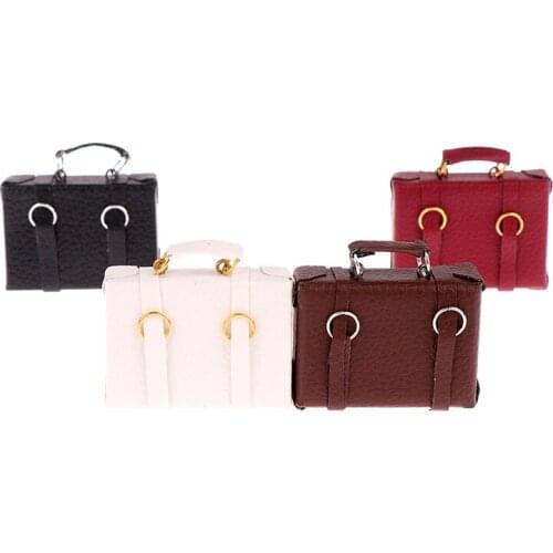 1:12 Dollhouse Miniature Leather Suitcase Mini Doll Luggage Box Doll Purses For Doll