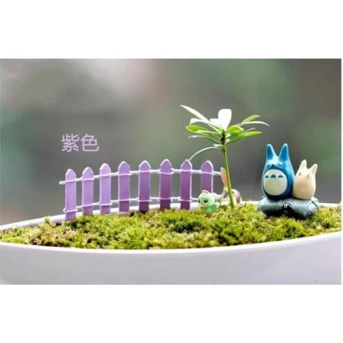 Miniatures 10PC New Mini Fence 10Colors Popular Cute Home Decoration Microlandschaft Fleshiness For Garden Wooden Kawaii