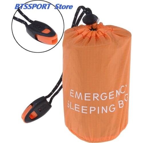 Reusable Emergency Sleeping Bag Waterproof Survival Camping Travel Bag & Whistle for Travel Camping Hot