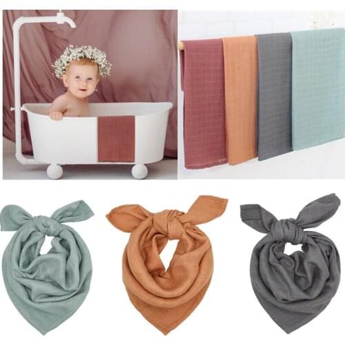 60*60cm Muslin Squares Baby Blankets Bamboo Swaddle Wrap Feeding Burp Cloths Towel Scraf Cotton Newborn Kids Diaper For Boy Girl