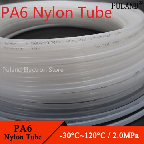 Diameter 2.5 4 6 8 9 10 12 mm High Pressure PA6 Nylon Tube Pneumatic Air Compressor Smooth Rigid Polyamide Oil Pipe Clear Black