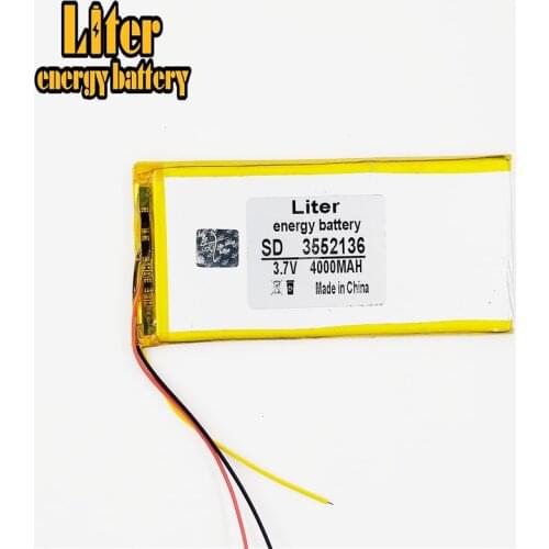 3 line Liter energy battery 3552136 3.7V 4000MAH polymer lithium ion Battery Replacement Battery for MP3 MP4