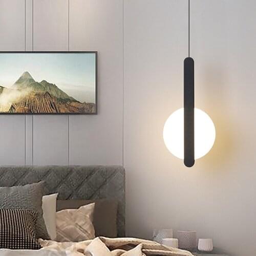 Modern Led Bedside Pendant Lights Fixture Simple Acrylic Hanging Lamp Luminaire Hotel Kitchen Dining Room Lighting Home Decor
