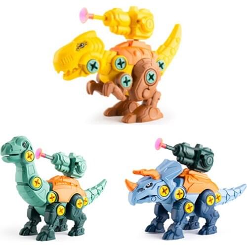Drilling Screw 3D Creative Mosaic Puzzle Toys Dinosaur Shooting DIY Drill Set Boys Educational Toys Screw Nut Combination Toy