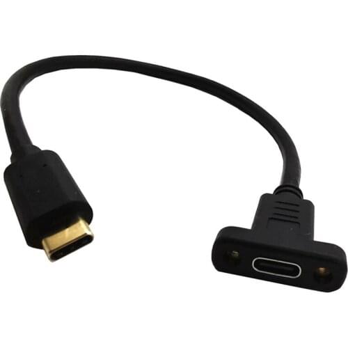 USB Type C Extension Cable USB 3.1 Data Video Cable USB-C Male to Female Extender Cord Connector with Screw Panel Mount Shielded